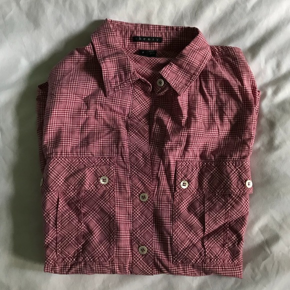 Theory Tops - THEORY raspberry button-down